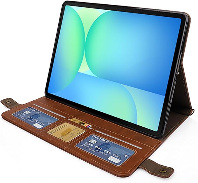 Handbag Case for Samsung Galaxy Tab S10 FE/S9 FE 10.9/S9/S8/S7 11 Techcircle Folio Stand Crossbody Wallet Protective Cover with S Pen Holder &amp Card Slots Hand Strap &amp Shoulder Strap Black