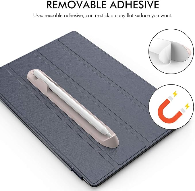 AHASTYLE Removable iPencil Holder [Magnetic Attach] Strong Adhesive Holder Sticker Silicone for Apple Pencil 1st &amp 2nd Generation (Black) | [Magnetic Attach] Strong Adhesive Holder Sticker for iPa
