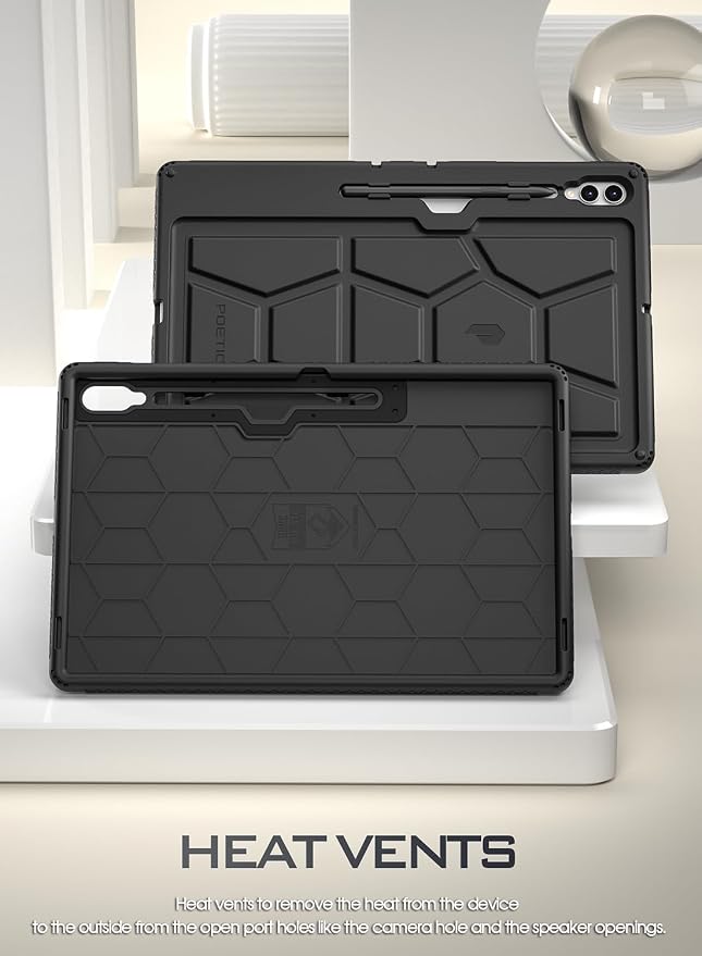 Poetic TurtleSkin Case for Samsung Galaxy Tab S10 FE Plus (2025 Release) 13.1 inch Case with S Pen Holder Heavy Duty Shockproof Kids Friendly Protective Silicone Cover Black