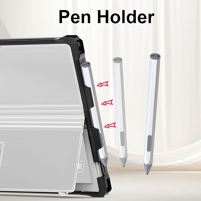 Case for 12.3 Microsoft Surface Pro 7+/7/6/5/4 Protective Rugged Cover Case with Surface Pen Holder and Hand Strap Compatible with Surface Pro Type Cover Keyboard (Black)