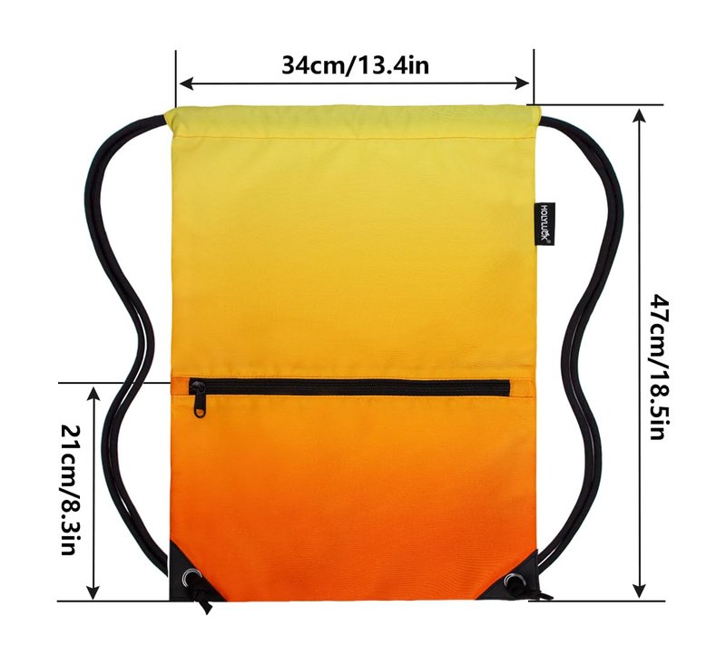 HOLYLUCK Drawstring Backpack Bag Sport Gym Sackpack (gradient orange and yellow)