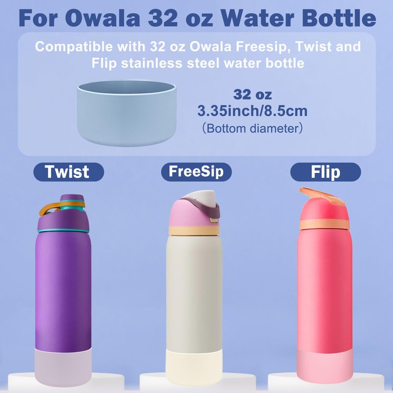 HEYSKAY 2PCS Silicone Boot for Owala Flask Water Bottle 32oz Anti-Slip Protective Sleeve for Owala Twist,FreeSip and Flip Stainless Steel Water Bottle BPA-Free Boot Bottom Base