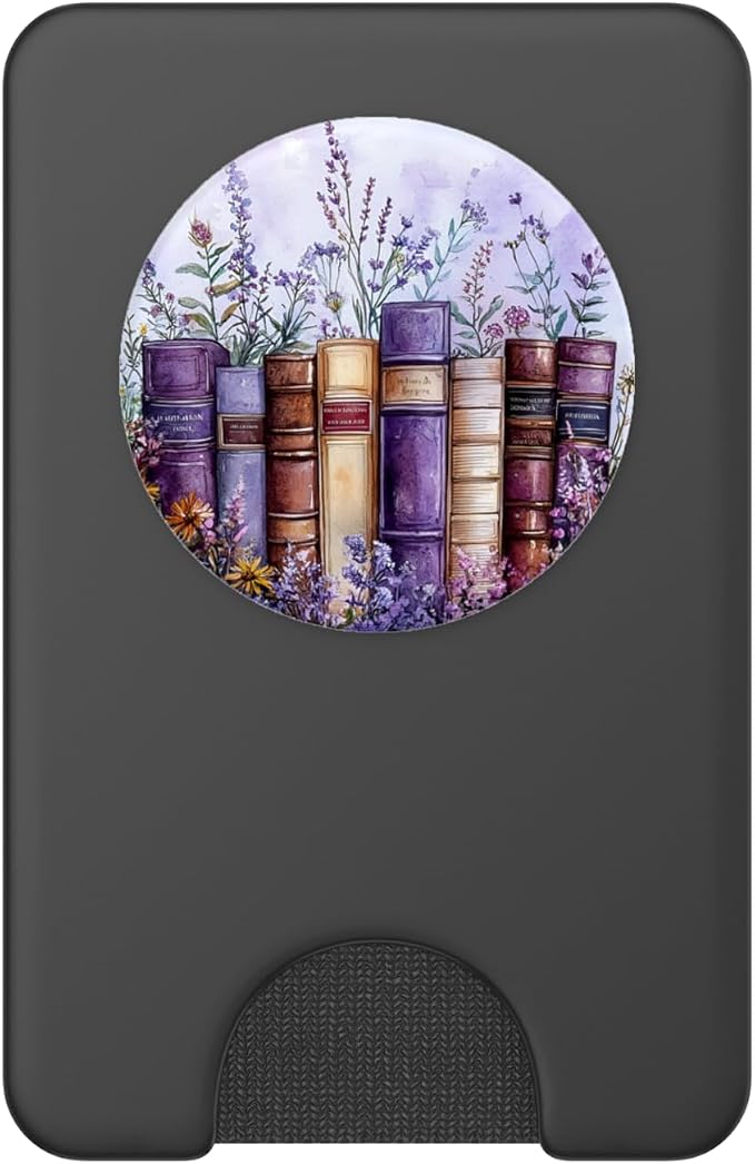 Book Lover Purple Wildflower Book Themed Floral Bookworm PopSockets PopGrip for MagSafe