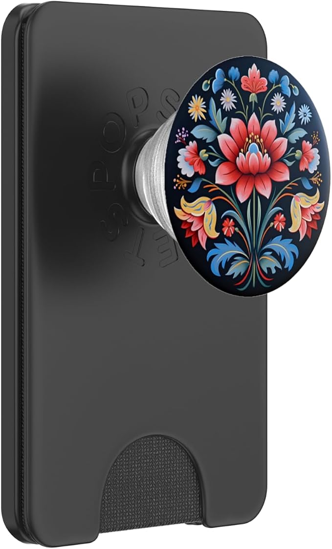 Norwegian Rosemaling Flower Rose PopSockets PopGrip for MagSafe