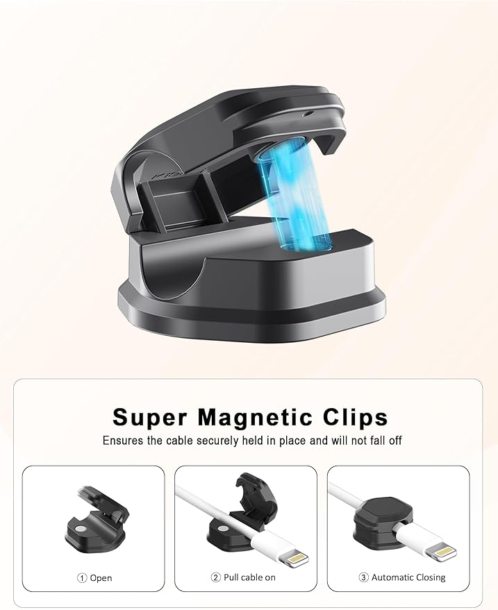 14 Pack Magnetic Cord Organizer - Cord Organizer for Desk - Cord Holder - Cord Holder for Nightstand, Magnetic Cable Clips, for Desk, Nightstand, Phone Charger, Computer, Home, Office, Car