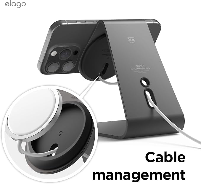 elago MS4 Charging Stand for MagSafe Charger | Aluminum Stand for iPhone Series Designed for iOS17 Standby Mode (Cable Not Included) (Black)