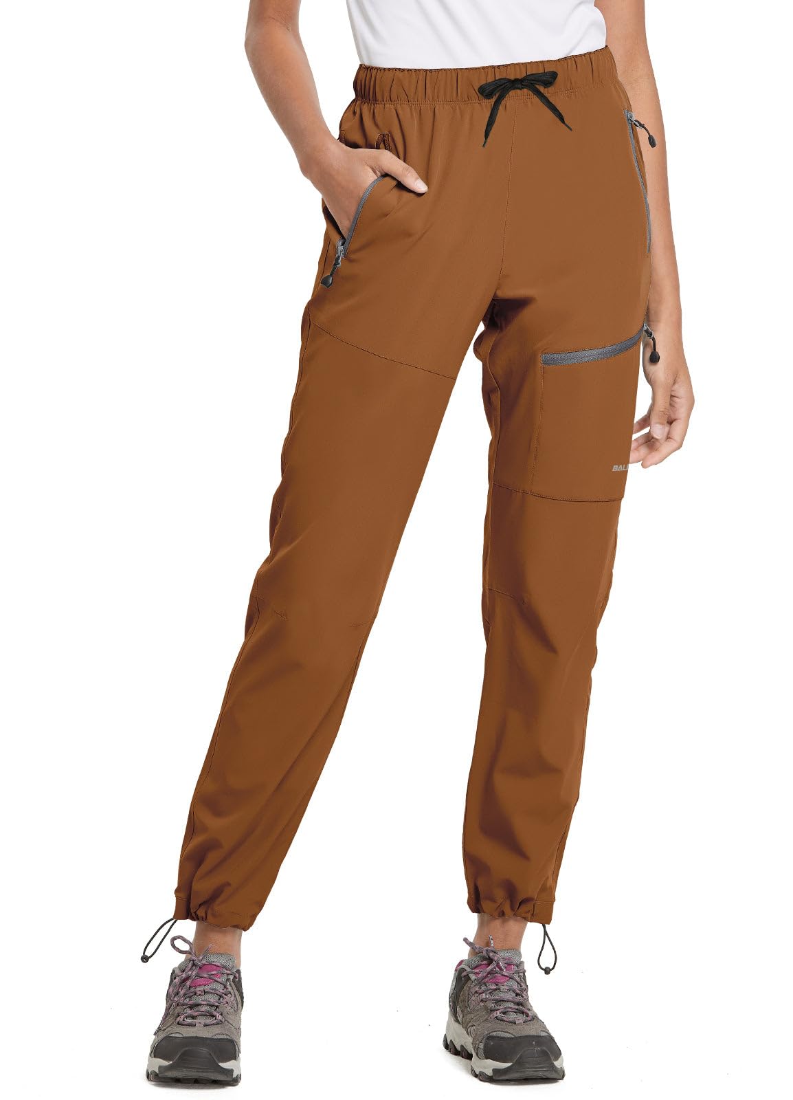 baleaf Travel Pants Women Hiking Long Tall Lightweight Quick Dry Water Resistant Cargo Pants 31'' Trip 31''-Caramel L