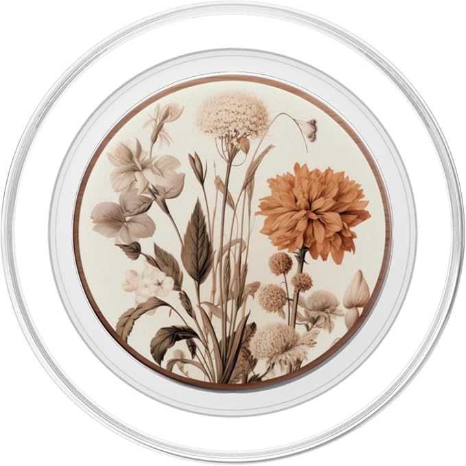 Boho Aesthetic Minimalist Floral Art Cream Light Brown PopSockets Adhesive PopGrip