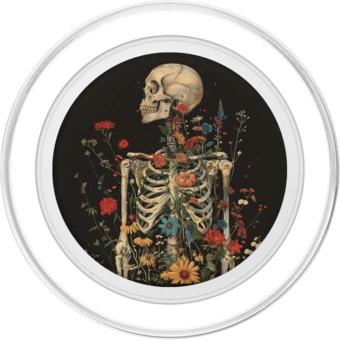 Skeleton Skull Dark Nu Goth Pastel Goth Aesthetic Flower PopSockets Adhesive PopGrip