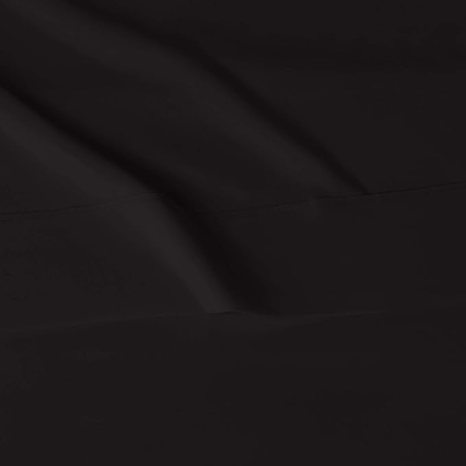 Amazon Basics Lightweight Super Soft Easy Care Microfiber 3 Piece Bedsheet Set with 14-Inch Deep Pockets, Twin XL, Black, Solid