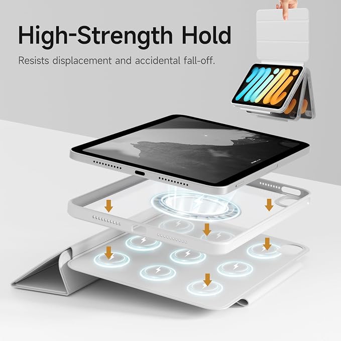 kenke Smart Case for iPad mini 7 A17 Pro/iPad mini 6 8.3 Inch Black | iPad Mini Case 2024/2021 Detachable Magnetic Clear Hard PC Back Slim Trifold Stand Cover Auto Wake/Sleep Touch ID
