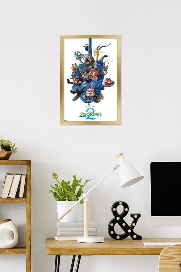Disney Zootopia 2 (2025) - Group One Sheet Wall Poster, 22.4L" x 14.7W", Gold Framed Version