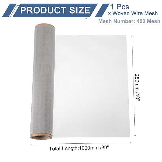 uxcell 400 Mesh 39" x 10" Woven Wire Mesh, 316 Stainless Steel Air Vent Filter