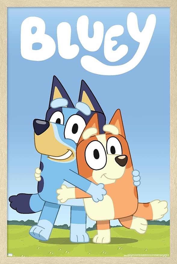 Bluey - Hug Wall Poster, 34L" x 22.4W", Blonde Framed Version