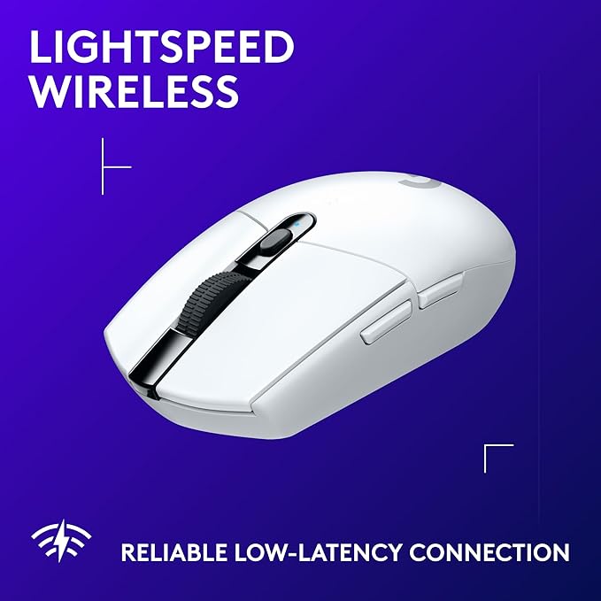 Logitech G305 Lightspeed Wireless Gaming Mouse, Hero Sensor, 12,000 DPI, Lightweight, 6 Programmable Buttons, 250h Battery, On-Board Memory, Compatible with PC, Mac - White