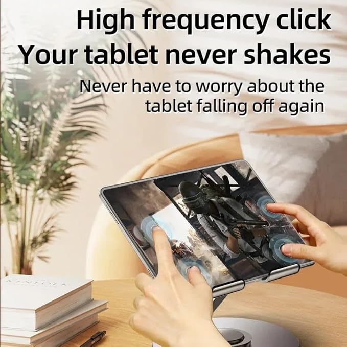 360° Rotation Adjustable Aluminum Alloy Foldable Tablet &amp Phone Stand Universal Desktop Mount for iPhone iPad (Black)