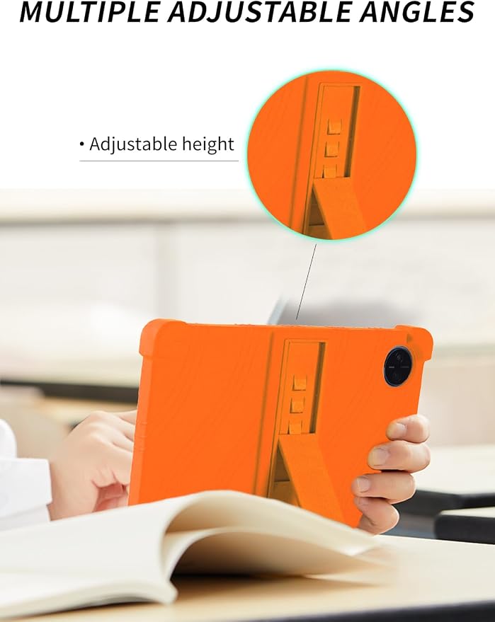 Case for DOOGEE Tab A9/DOOGEE Tab A9 Pro Android 15 Tablet 10.1 InchesWUNIAK Shock Proof Lightweight Stand Rubber Shell Protective CoverKids Friendly Soft Silicone Adjustable Stand CoverOrange