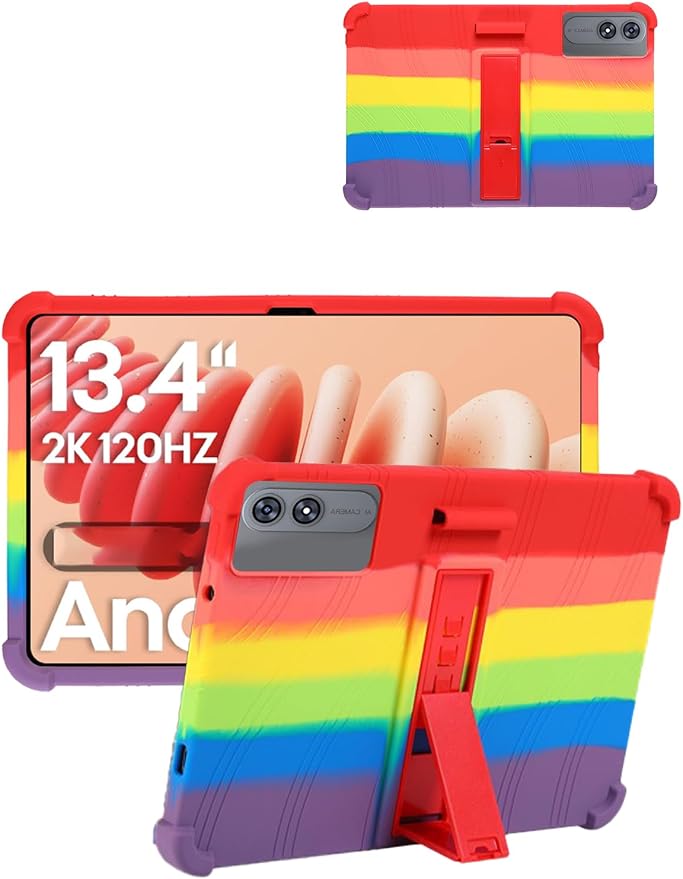 for TABWEE T60 Pro (13.4 Inch) Android 16 Tablet Protective case Shockproof Lightweight Silicone Protective Cover with Stand Child-Friendly Protection Easy to Clean Design Black.