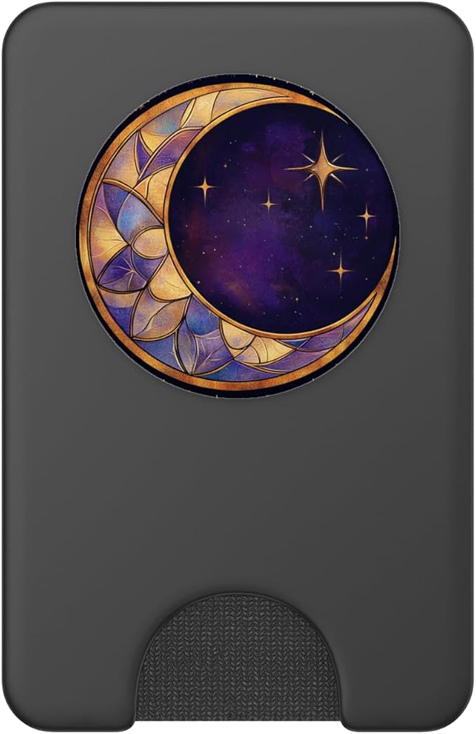 Whimsical Crescent Moon and Stars Art Pattern PopSockets PopGrip for MagSafe