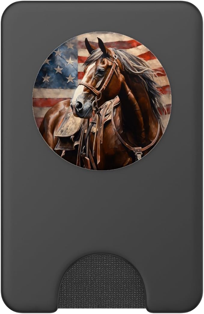 Patriotic Horse American Flag USA PopSockets Adhesive PopGrip