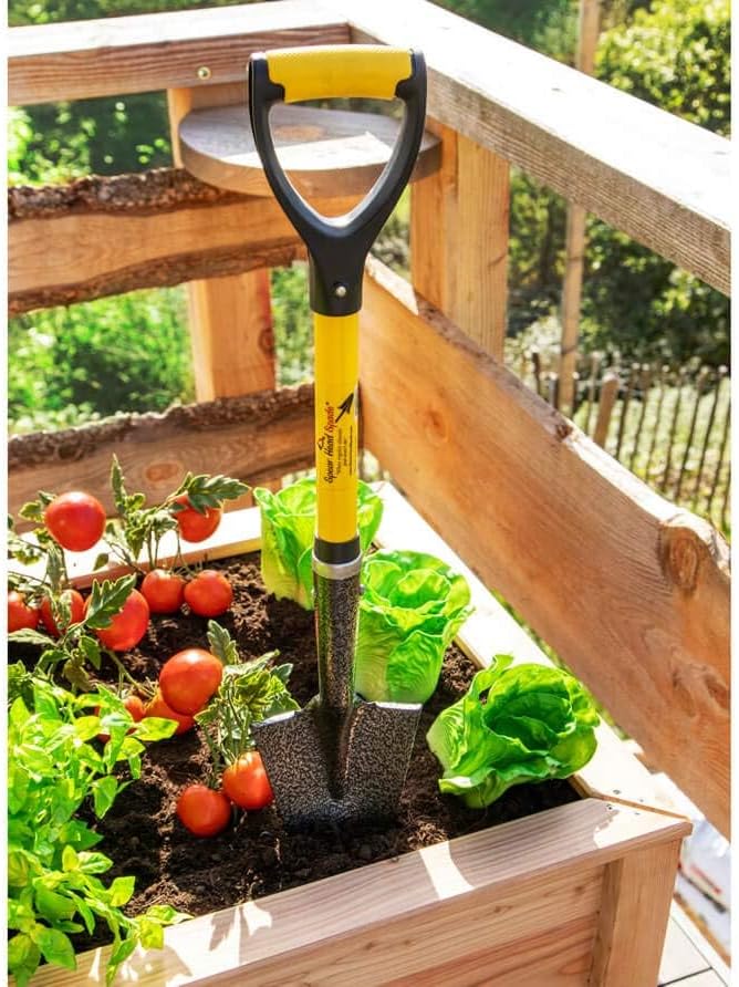Spear Head Spade SHMini 30" Mini Shovel - Small Shovel with a 6" x 8" Beveled Blade, Steel-Reinforced Fiberglass Short Handle & a Cushioned D-Grip - Small Gardening Spade for Precision Digging
