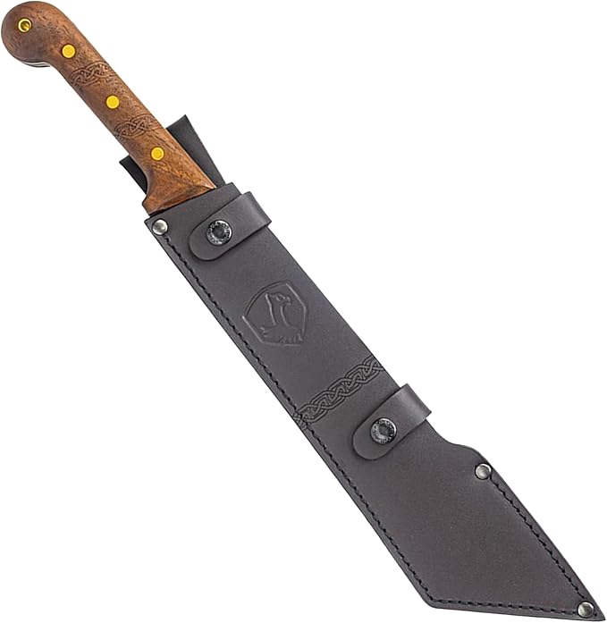 Condor Tool & Knife Argyll Scottish Heavy Duty Machete - 1075 High Carbon Steel - Walnut Handle - Hand Crafted Welted Leather Sheath - Cutlass Machete - 4.5mmThick - 12.21in Blade - 27.87oz