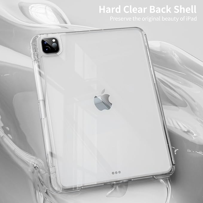 Case for iPad Air 13 Inch Case M4/M3/M2 (2026/2025/2024) Pro 12.9 Inch (6th/5th Gen 2022/2021) 2 in 1 Detachable Cover with Clear Hard Back Supports Touch ID Auto Wake/Sleep Black