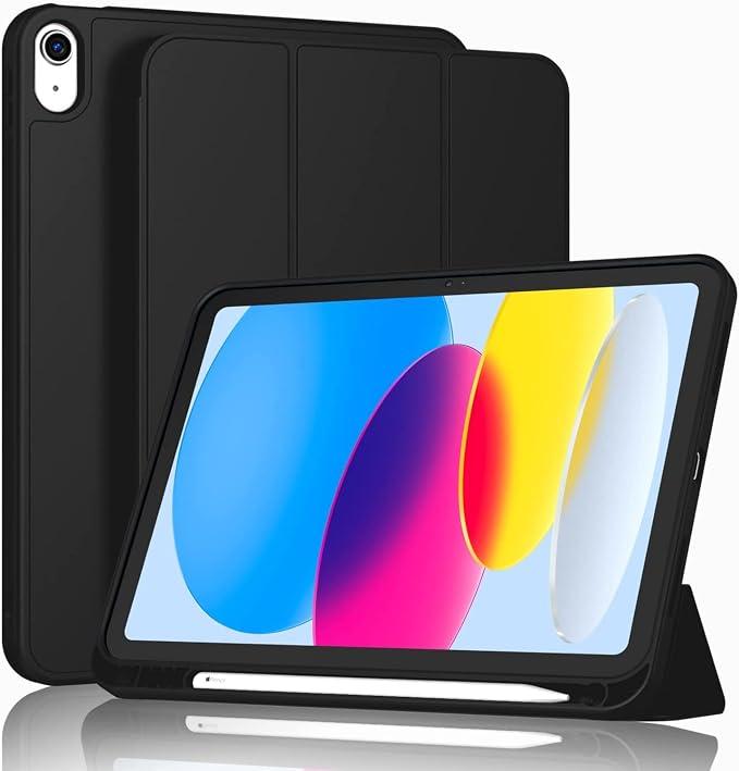 ProElite Smart Case for iPad (A16) 11th/10th Generation (2025/2022) Auto Sleep/Wake Cover Left Side Pencil Holder Soft Flexible Case Recoil Series - Black