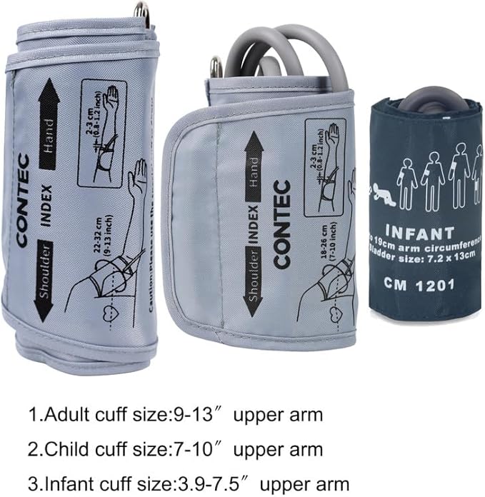 CONTEC Blood Pressure Monitor Upper Arm Cuff 3 Size Cuffs 300 Sets Memory Families use