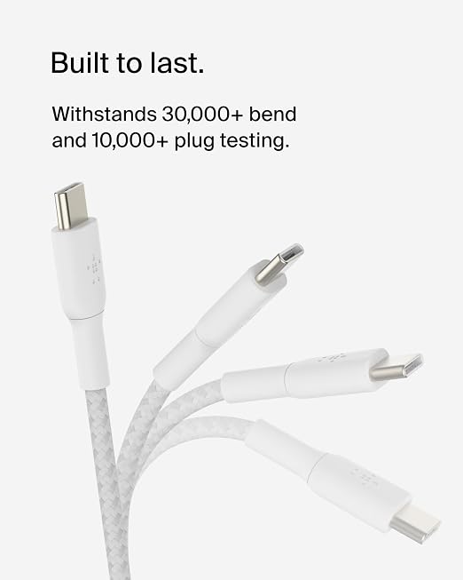 Belkin USB C to USB C Braided Cable 3.3ft iPhone Charger Cord | tangle-free braided cord iPhone 17/16 Samsung Galaxy S25 Pixel 9 MacBook iPad Pro Nintendo Switch 2 travel essential