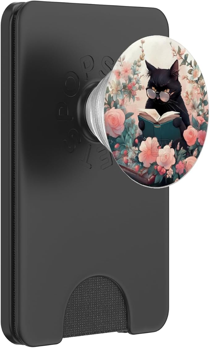 Book Lover Cat Owner Bookworm Reading Literature Librarian PopSockets Adhesive PopGrip