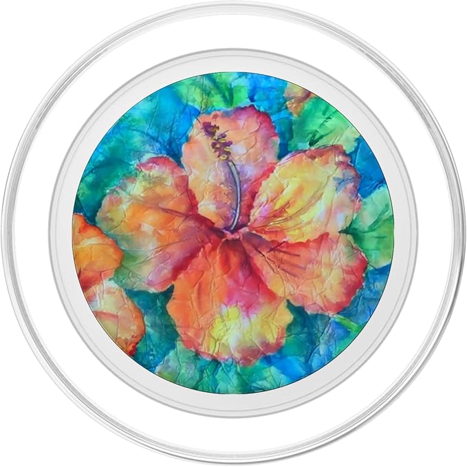 Cute Floral Hibiscus Watercolor Flower Hawaii Jungle Exotic PopSockets Adhesive PopGrip