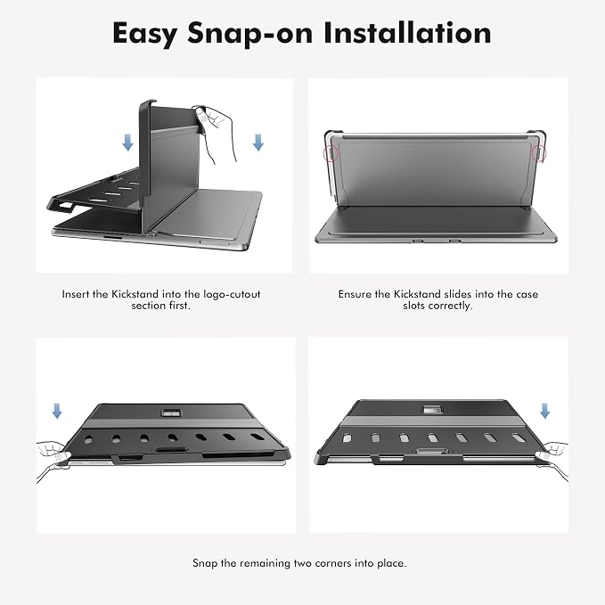 INFILAND Clear Case for Microsoft Surface Pro 11 Edition / 10/9-13 Inch - Crystal Clear Hard PC Shell Anti-Scratch Protective Cover Compatible with Type Cover Keyboard (Crystal Black)