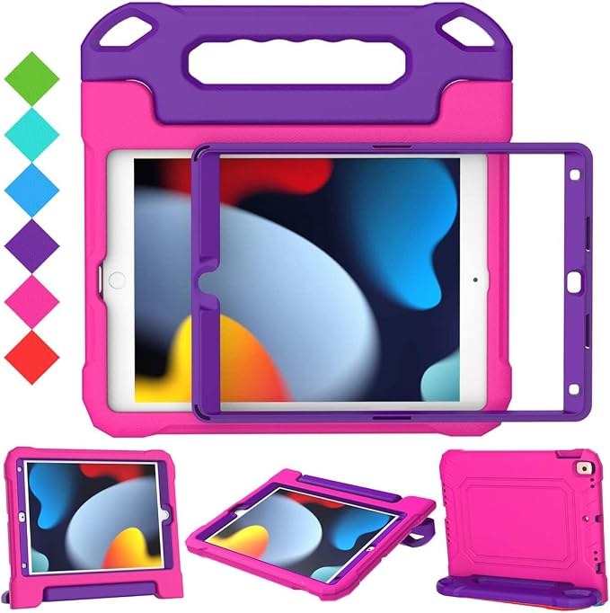 SUPLIK Kids Case for iPad 9th/8th/7th Generation -10.2 inch 2021/2020/2019 Built with Screen Protector Durable Shockproof Handle Stand Case for Apple iPad Gen 9/8/7 Black