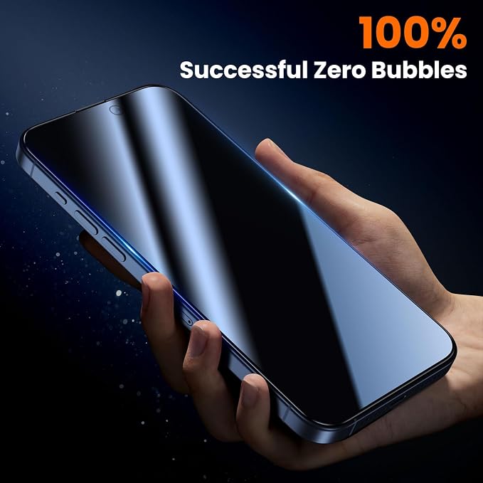 UniqueMe for iPhone 15 Pro Privacy Screen Protector-2 Packs | Military Grade Shatterproof9H+ Hardness Tempered Glass Full Coverage Protection Easy to install