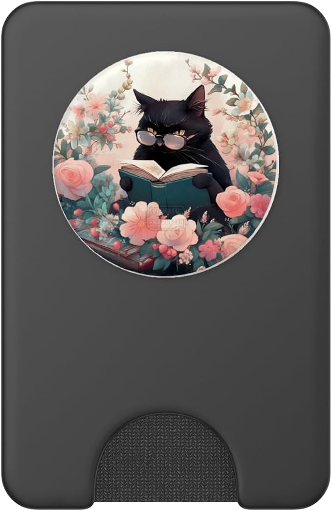 Book Lover Cat Owner Bookworm Reading Literature Librarian PopSockets Adhesive PopGrip