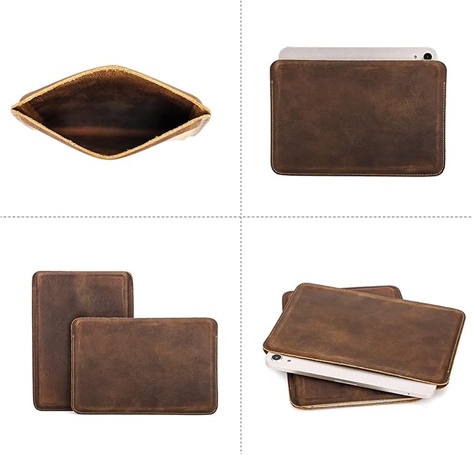 Top Grain Leather 12.9 Tablet Sleeve Slim Protector Vintage Design Fully Handmade Compatible with 12.9 iPad Pro 3/4/5/6 Gen Fits A2233 A2069 A2378 A2379 A2461 A2462 Coffee 12.9 Inch