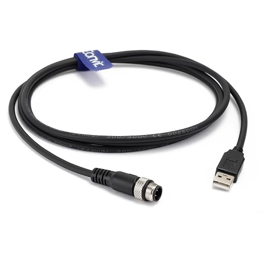 Industrial M12 4 Pin A Code Female to USB 2.0 Male Data Connection Cable High Flex Shielded Moulded IP67 Waterproof Cable
