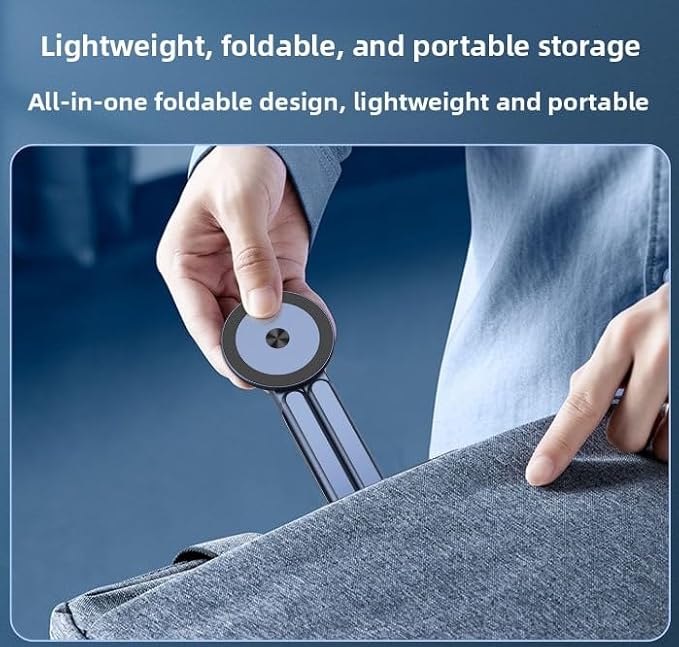 Portable Laptop Stand for Desk Foldable Adjustable Computer Riser with Magnetic Phone Holder Aluminum Laptop Stand Tablet Stand Mobile Phone Holder (Navy Blue)