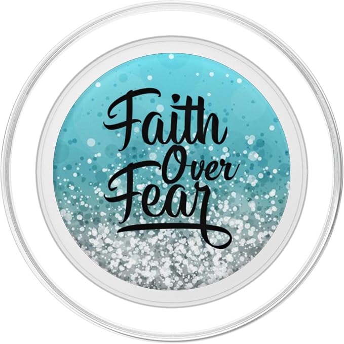 Black Faith Over Fear On a White ight Blue PopSockets Adhesive PopGrip