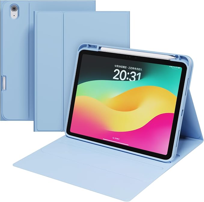 Case for iPad (A16) 11th Generation 11 Inch 2025/iPad 10th Generation 10.9 Inch 2022｜Built-in Pencil Slot · Slim Trifold Stand · Full Protection｜Sky Blue