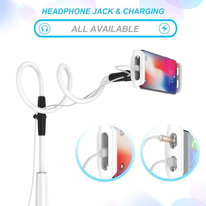 Cell Phone Holder Lamicall Gooseneck Phone Holder : Adjustable Phone Mount Cradle Stand Compatible with Switch Phone 11 Pro XS Max XR X 8 7 6 6s Plus More 4.7-7.9 inch Devices