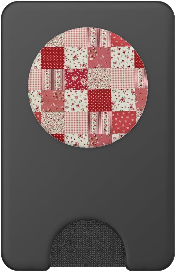 Red Floral Patchwork Pattern PopSockets Adhesive PopGrip