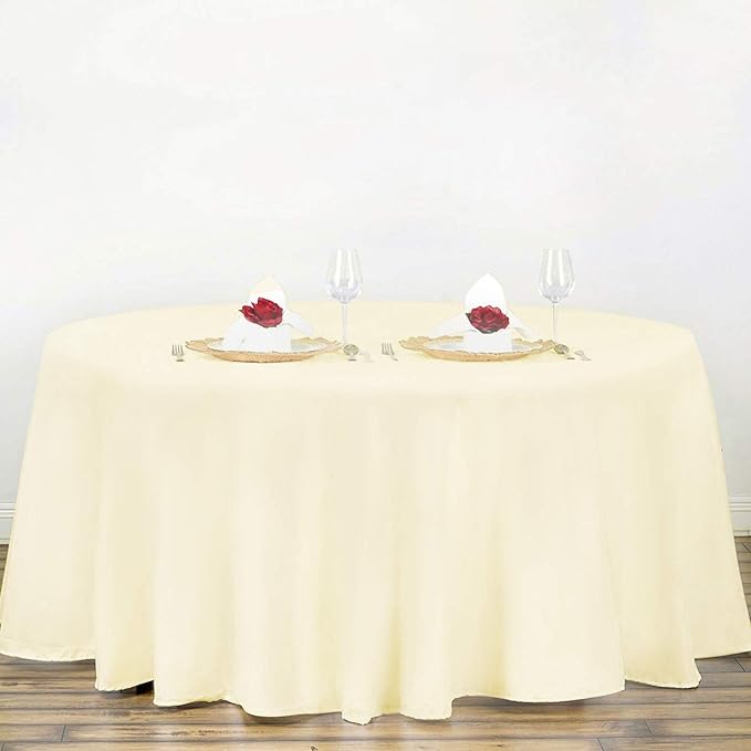 Surmente Ivory Tablecloth for Round Tables, 90-inch Round Table Cloths for Weddings, Banquets, or Restaurants