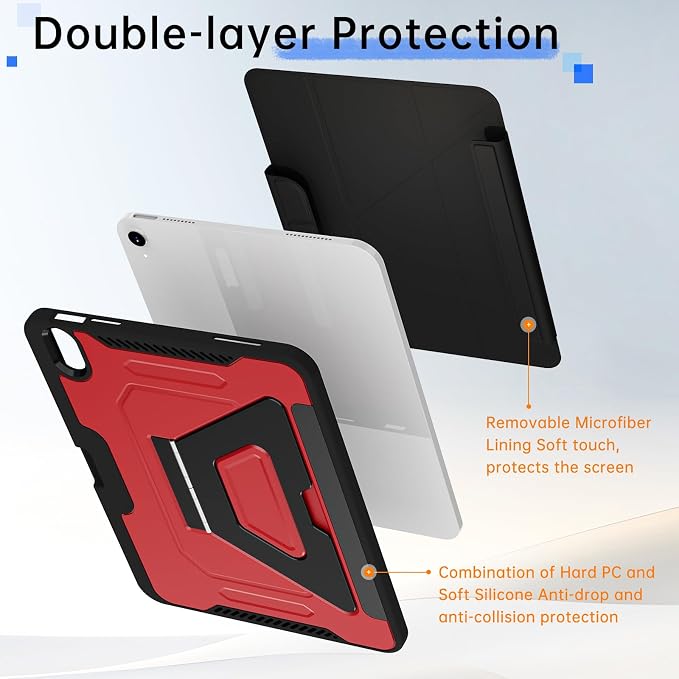 for ipad A16 Caseipad 11th/10th Generation Case 11Inch 2025/10.9 Inch 2022 | with Pencil HolderRemovable Magnetic &amp Trifold Leather Stand CoverMulti-Angle VewingAuto Sleep/Wake (Black)