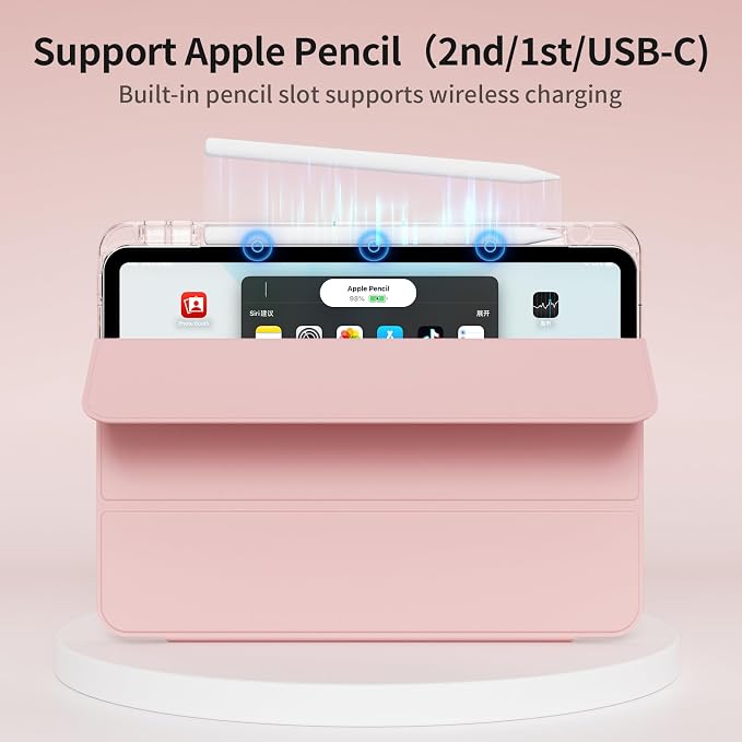 Clear Case for New iPad Pro 11 Inch Case M5/M4 2025/2024 (6th/5th Generation) Slim Shockproof TPU Cover with Pencil Holder Multi-Angle Stand &amp Auto Wake/Sleep (Black)