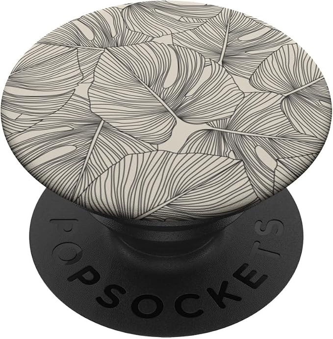 Modern Minimalist Neutral Tropical Monstera Leaf Design PopSockets Adhesive PopGrip