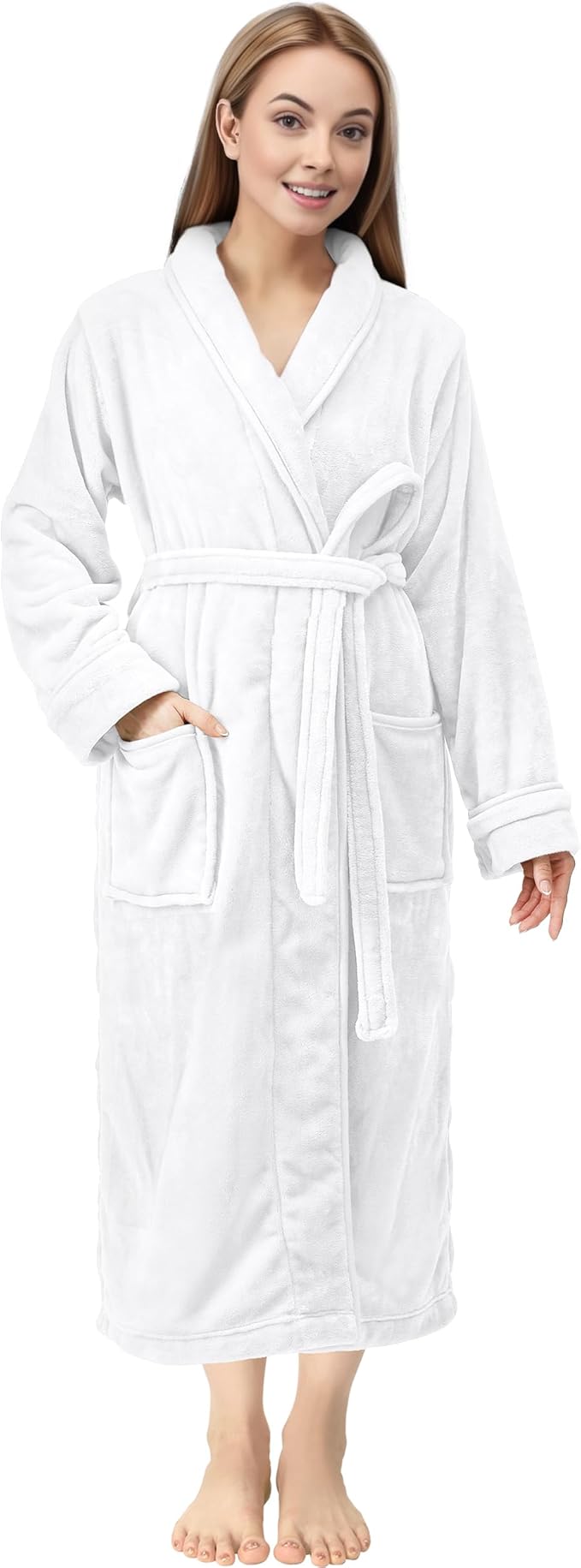 NY Threads Premium Womens Robe, Plush Fleece Long Bath Robe for Women, Fluffy Soft Women's Bathrobe