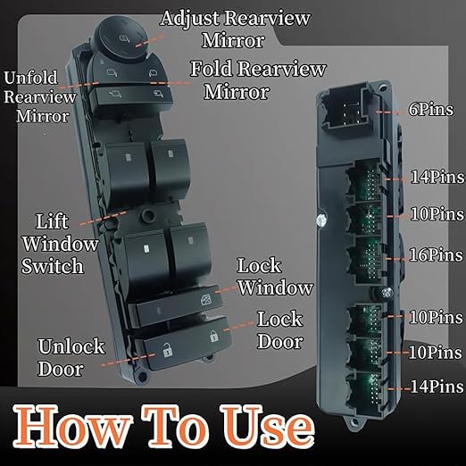 20835553 Driver Side Power Master Control Window & Door & Mirror Lock Switch,Fits for 07-14 Chevy Silverado 1500 2500 3500 Avalanche Suburban 1500 2500 Tahoe/GMC Sierra 1500 2500 3500 Yukon Yukon XL