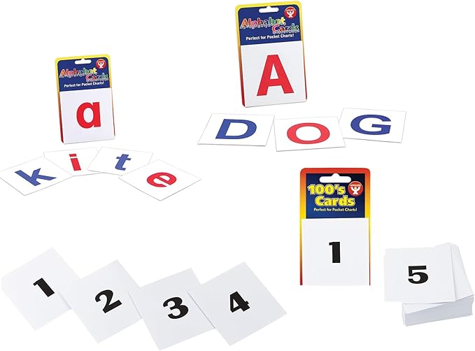 Hygloss 180-Pk Number Flash Cards and Alphabet Flashcards – 120 Numbers (1-120) 2-Inch Flashcards, and 60 Uppercase and Lowercase Letters 3-Inch White Cards – Literacy and Numeracy Learning Card Kit